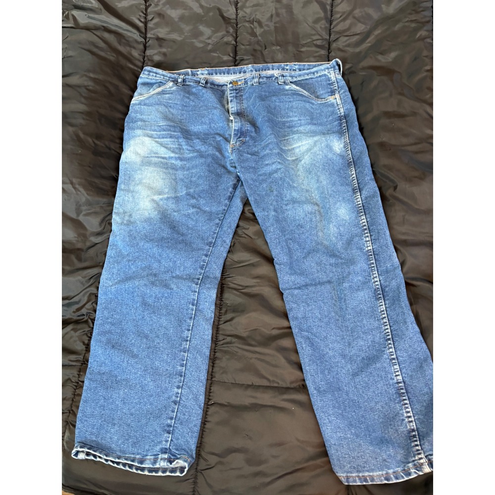 Wrangler Authentic Jeans Mens 46x30 Blue Medium Wash Straight Leg 85900DW Denim